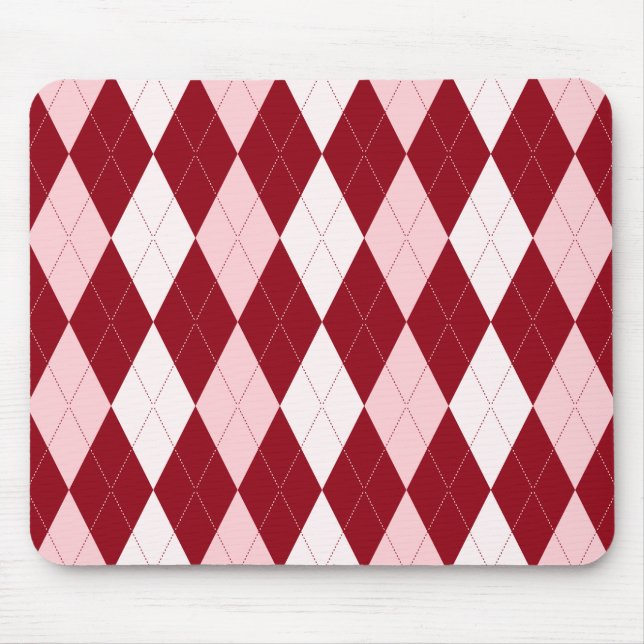 Tapis De Souris Petite forme rose cramoisie à motifs de losanges (Devant)