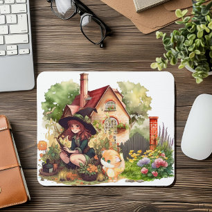 Tapis de souris Petite Sorcière et Renard Mignon