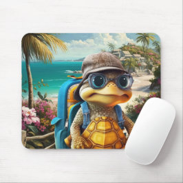 Tapis De Souris Petite Tortue Mignonne et Aventureuse avec Sac à D