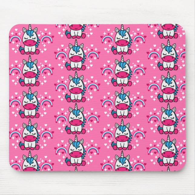 Tapis De Souris Petites Filles Pink Unicorn Pony (Devant)