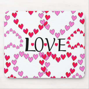 Tapis De Souris Petits coeurs rose rouge AMOUR