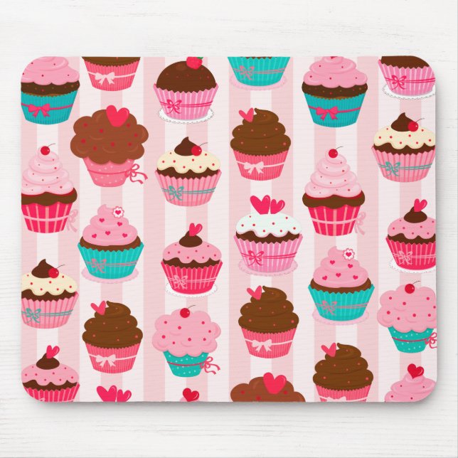Tapis De Souris Petits gâteaux roses modernes Girly (Devant)