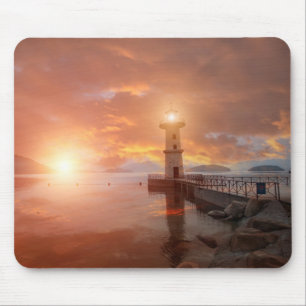 Tapis De Souris Phare dans le coucher du soleil