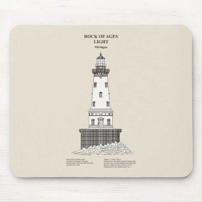 Tapis De Souris Phare de Rock of Ages - Michigan - SBD (Devant)