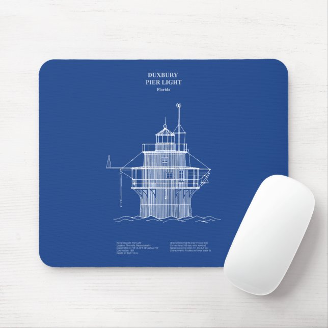 Tapis De Souris Phare lumineux de Duxbury Pier - Massachusetts - A (Avec souris)