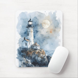 Tapis De Souris Phare Lumineux sur la côte rocheuse