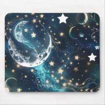 Tapis de Souris - Phases de Lune Céleste Bleu Glac
