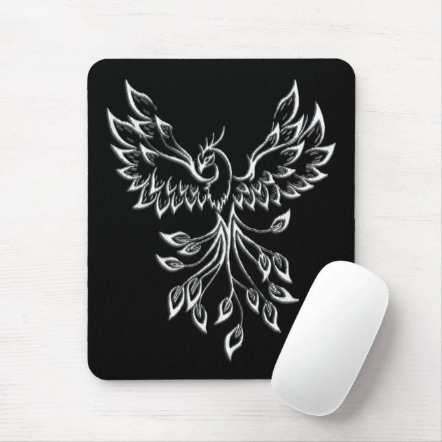 Tapis De Souris Phénix s'élève sur fond noir (Avec souris)