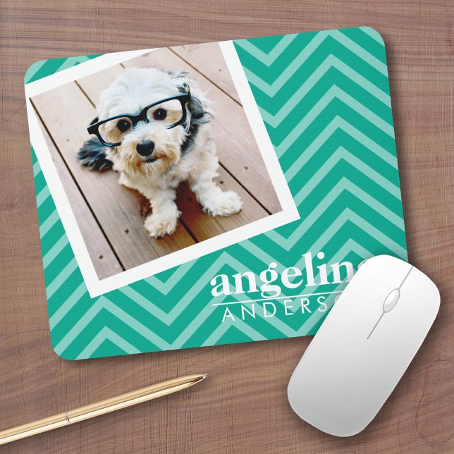 Tapis De Souris Photo avec Modern Chevron Pattern and Custom Nom (Custom photo mouse pads)