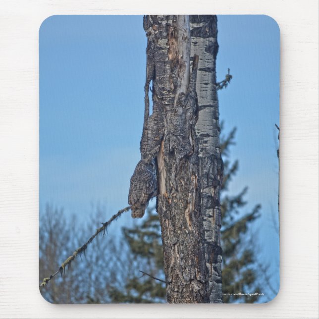 Tapis De Souris Photo Camouflée de la grande chouette grise et de  (Devant)