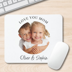 Tapis De Souris Photo de la fête des mères "Je t'aime maman" 