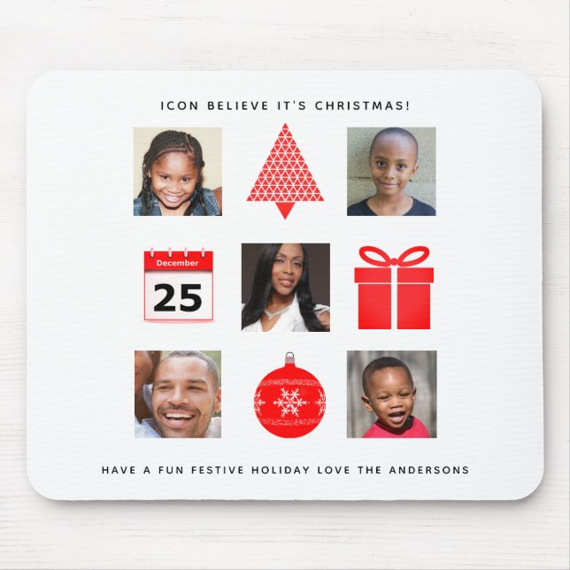 Tapis De Souris PHOTO DE Noël ICON COLLAGE Keepsaké Moderne (Devant)
