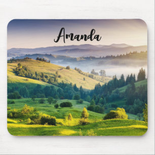 Tapis De Souris Photo de paysage naturel de collines ondoyantes