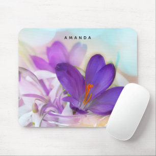 Tapis De Souris Photo d'un joli Crocus de printemps violet