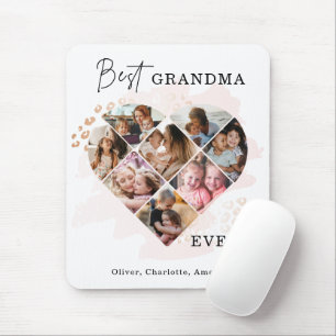 Tapis De Souris Photo Family Best Grandma Ever Heart Shape 8