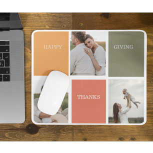Tapis De Souris Photo Family Collage moderne   Happy Thanksgiving