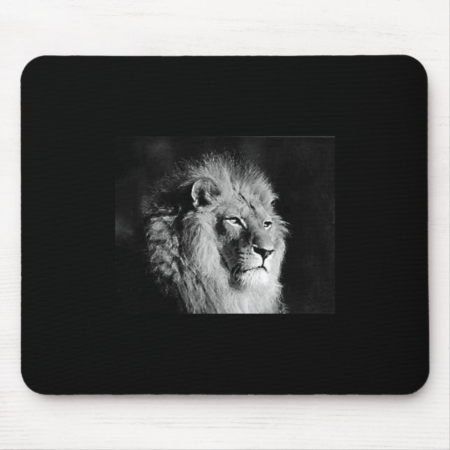Tapis De Souris Photo Lion noir et blanc (Devant)