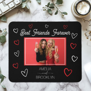 Tapis De Souris Photo Meilleures Amies Pour Toujours Cœurs Noirs e