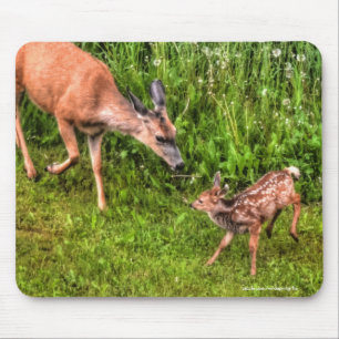 Tapis De Souris Photo Mule Deer Faune et mère Faune