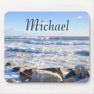 Tapis De Souris Photo Ocean Shore Nom personnalisé