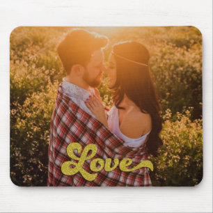 Tapis De Souris Photo personnalisée avec Love en or