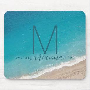 Tapis De Souris Photo personnalisée de plage Nom personnalisé Mono