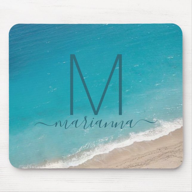 Tapis De Souris Photo personnalisée de plage Nom personnalisé Mono (Devant)