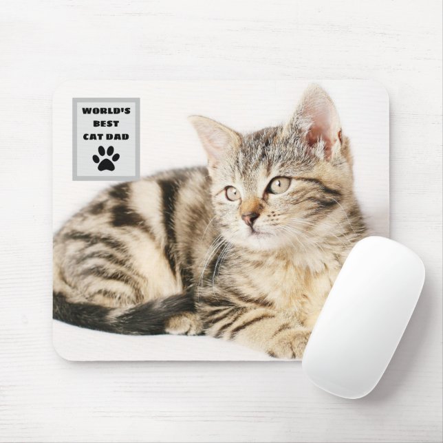 Tapis De Souris Photo personnalisée du meilleur chat papa personna (Avec souris)