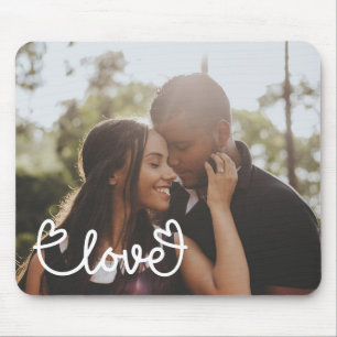 Tapis De Souris Photo personnalisée et texte d'amour avec les coeu
