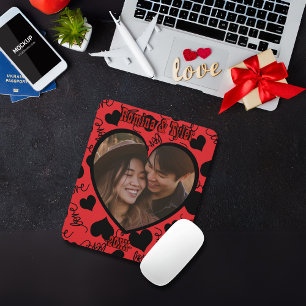 Tapis De Souris Photo personnalisée   Motif rouge avec noms person