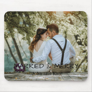 Tapis De Souris Photo personnelle moderne Marié & Joyeux Couple