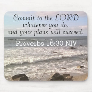 Tapis De Souris Photo Wavy Ocean Shore Proverbes Bible Verse