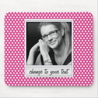 Tapis De Souris photoframe sur le polkadot blanc et rose