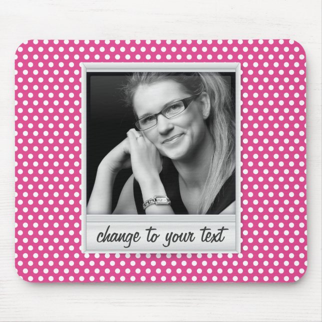 Tapis De Souris photoframe sur le polkadot blanc et rose (Devant)