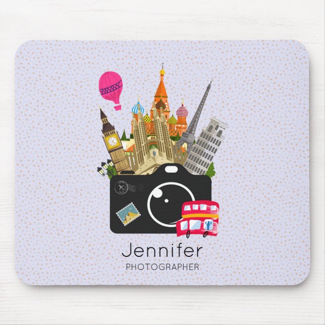 Tapis De Souris Photographe de voyage européen (Devant)