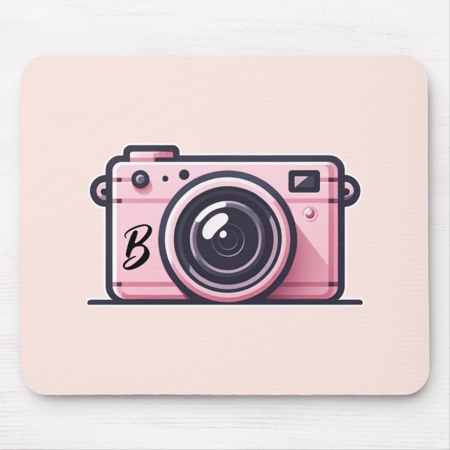 Tapis De Souris Photographie de la caméra de tir rose tendance (Devant)