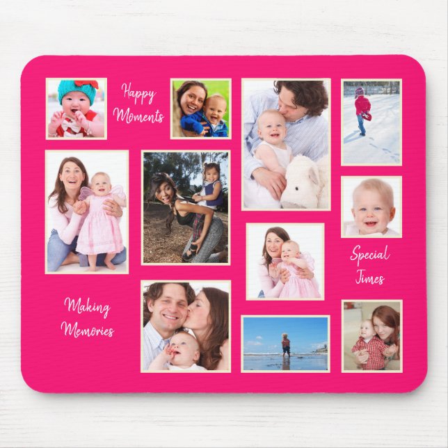 Tapis De Souris Photos modernes Collage Typographie Moments heureu (Devant)