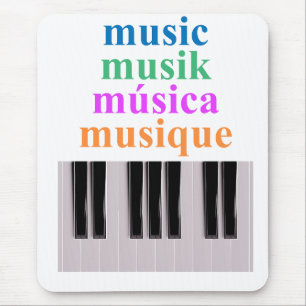 Tapis De Souris Piano Keyboard Music Texte en plusieurs langues