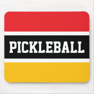 Tapis De Souris PICKLEBALL rouge vif Jaune noir blanc rayures