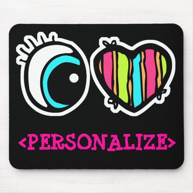 Tapis De Souris Pictogramme du coeur des yeux,<PERSONALIZE> (Devant)