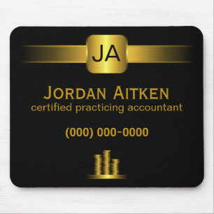 Tapis De Souris Pièces noires et or Comptable CPA Mousepad