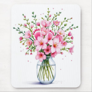 Tapis De Souris Pieds Bébé En Arrangement Fleur Rose