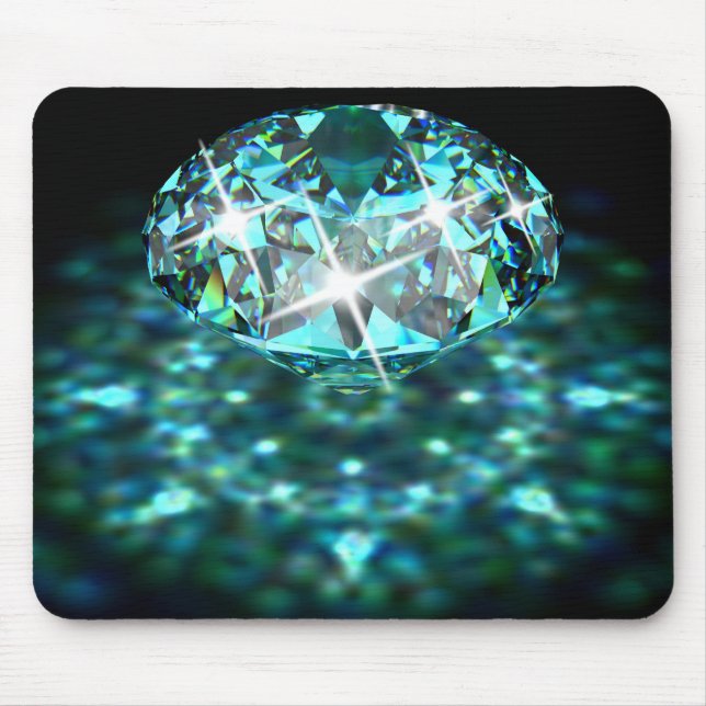 Tapis De Souris Pierre brillante diamant élégant noir turquoise (Devant)
