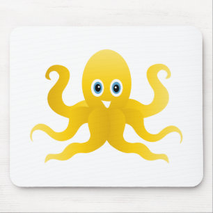 Tapis De Souris Pieuvre jaune amusante