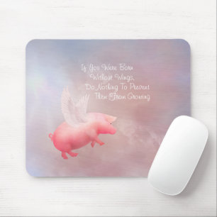 Tapis De Souris Pig Volant Cultiver Vos Ailes Pad Souris
