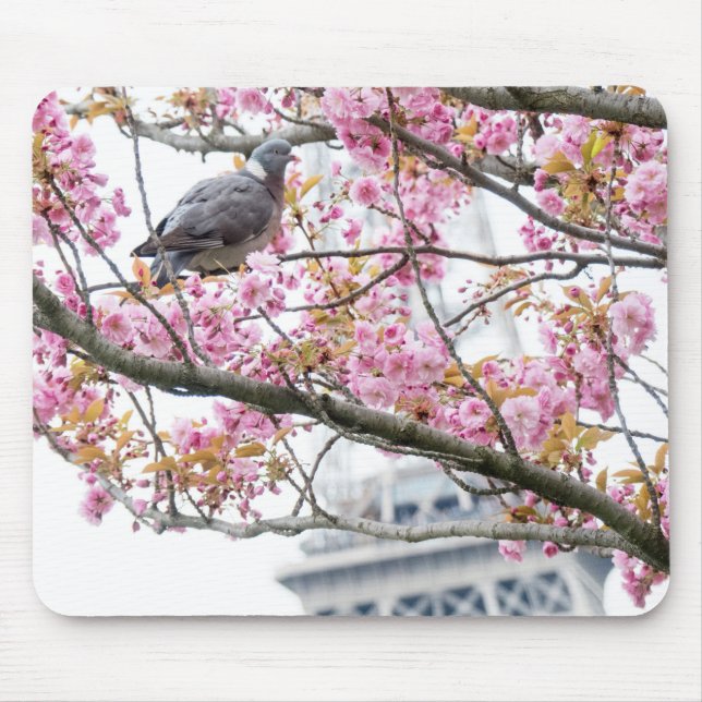 Tapis De Souris Pigeon et Tour Eiffel Mousepad (Devant)