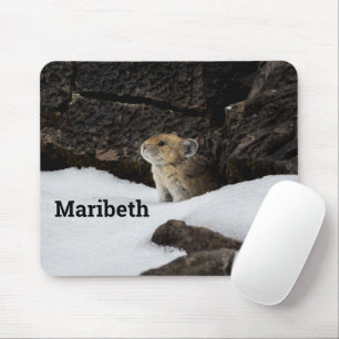 Tapis De Souris Pika dans la neige avec VOTRE NOM