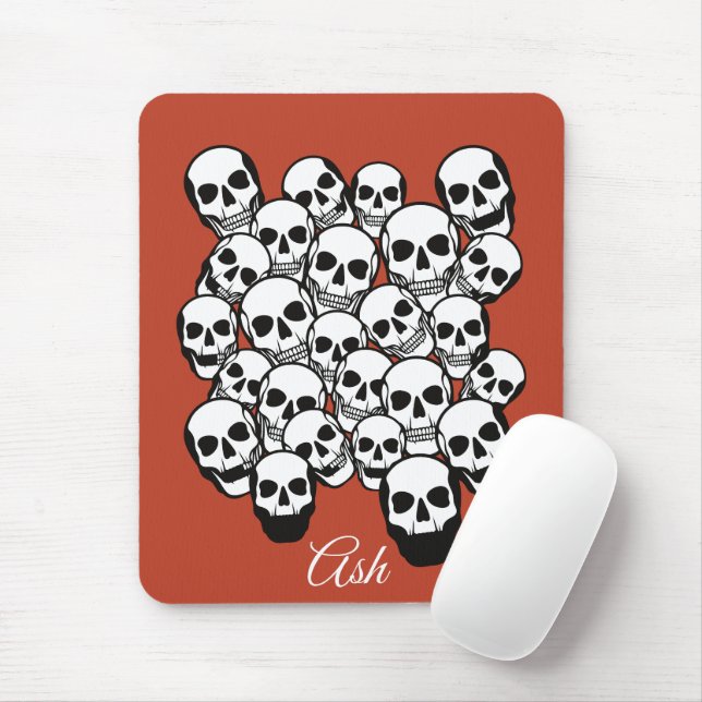 Tapis De Souris Pile de crânes brûlés Ambre rouge Arrière - plan (Avec souris)