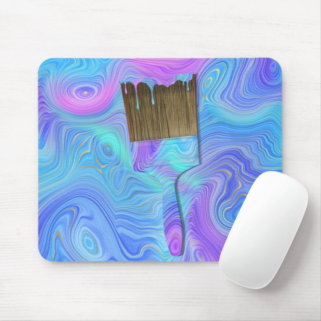 Tapis De Souris Pinceau de peinture à séchage Abstrait (Avec souris)