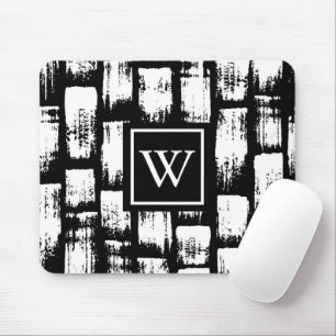 Tapis De Souris Pinceau noir et blanc Abstrait